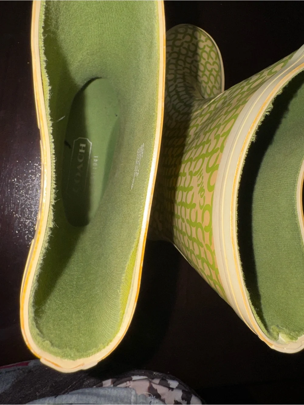 Coach Kids Lime Signature Print Rain Boots size 7B
